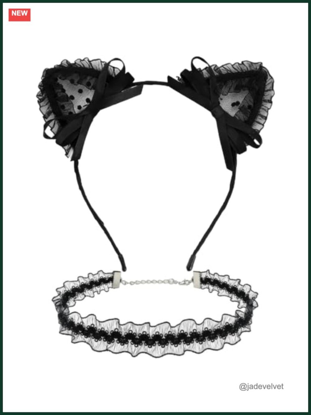 Lace Cat Ear Headband & Collar Set Costume Accessory